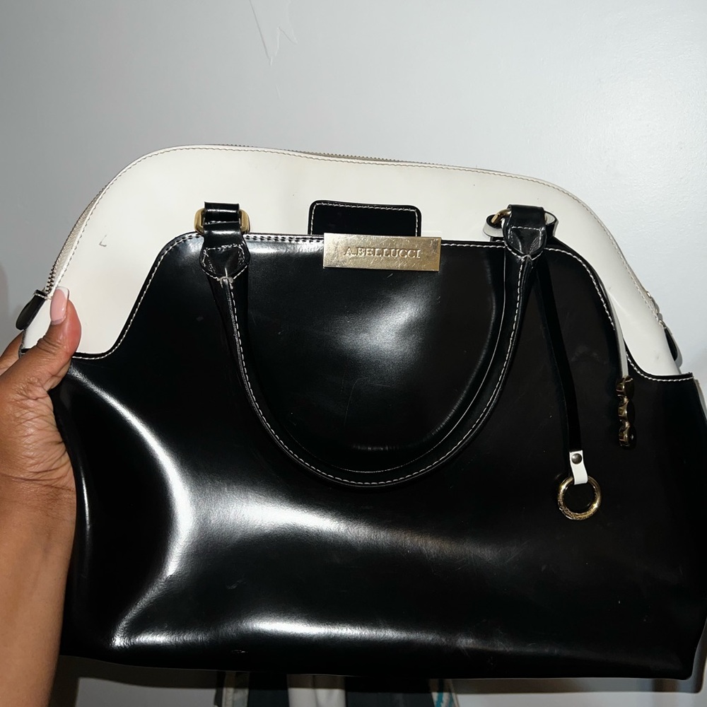 A. Bellucci Black and White Leather Bag